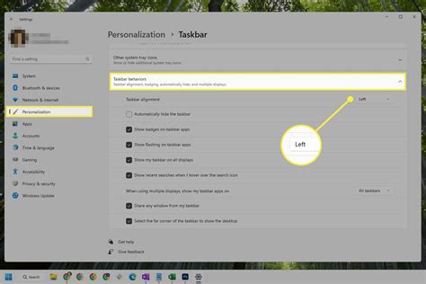  Personalizing Taskbar Settings 