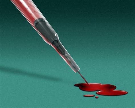 A Terrifying Vision: A Syringe Oozing Crimson