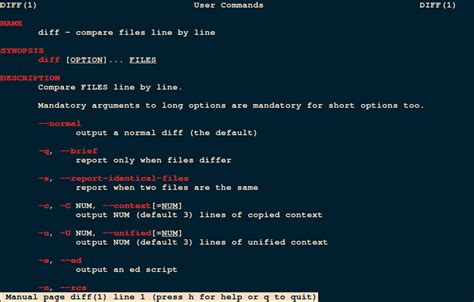 A comprehensive overview of the various commands in "diff"