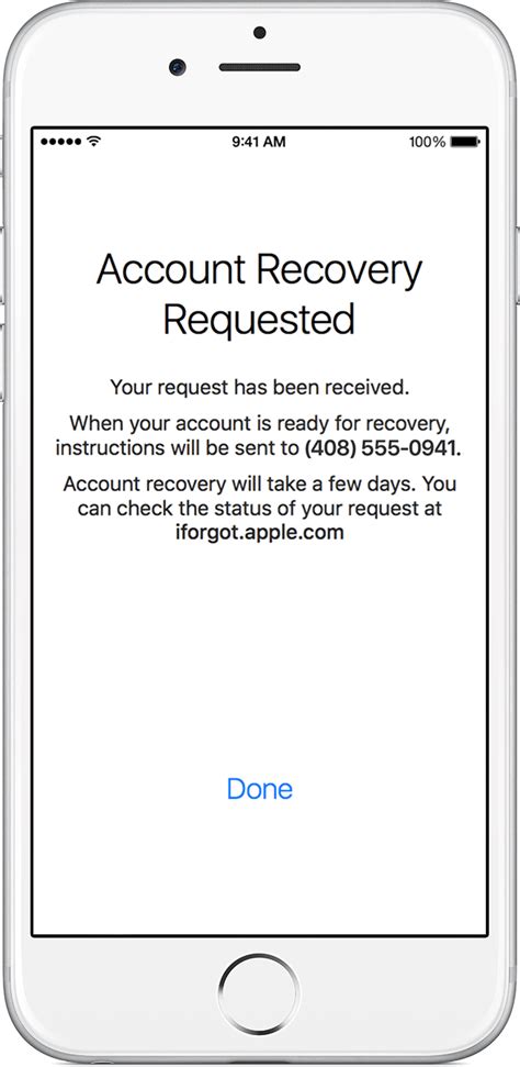 Accessing the Apple ID Account Recovery Options