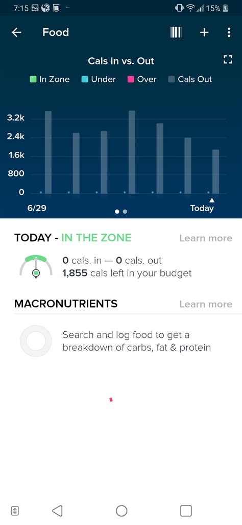 Accessing the Calorie Goals Settings