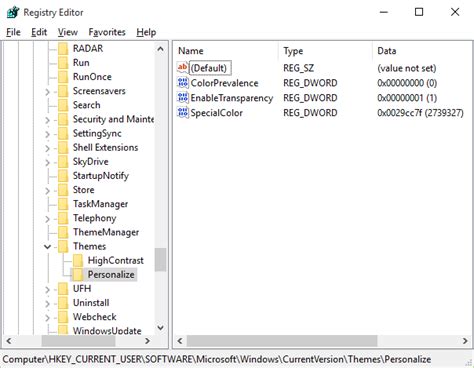 Accessing the Registry Editor