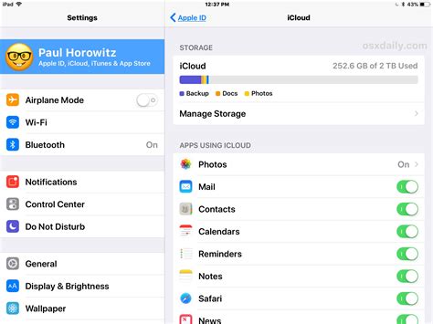 Accessing the Settings to Manage Your iCloud Account