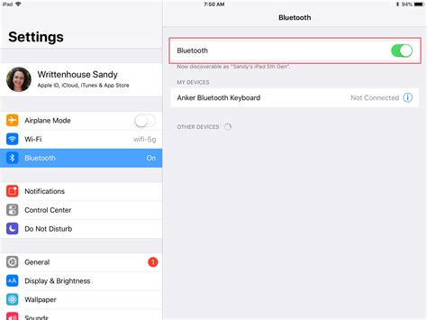 Activate Bluetooth functionality on your Apple tablet