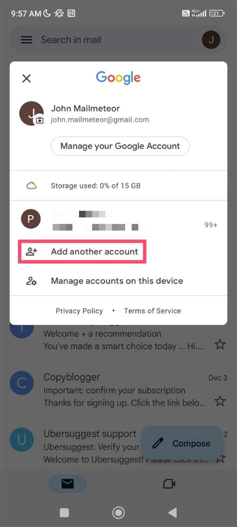 Add your Google account