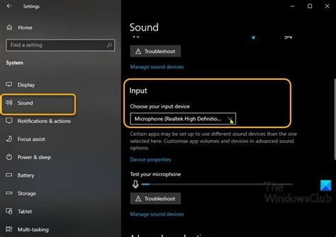 Adjust System Settings for Audio Input Device