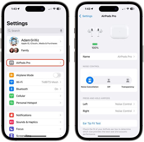Adjusting AirPods Settings on iPad