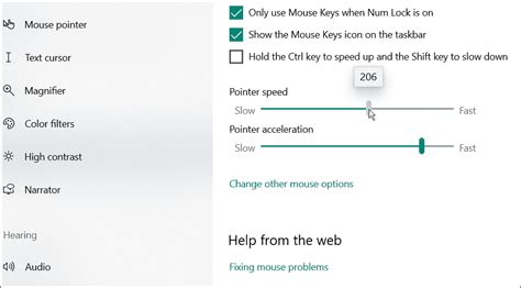 Adjusting Pointer Speed and Sensitivity