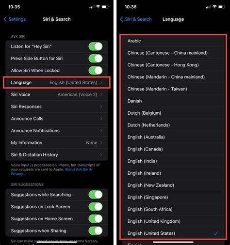 Adjusting Siri's Language Settings