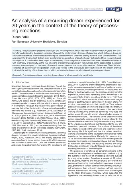 Analyzing the Emotions Experienced in the Dream