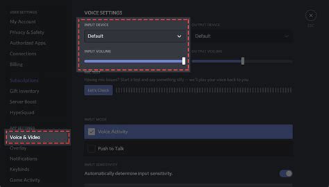 Checking Audio Output Devices in Discord