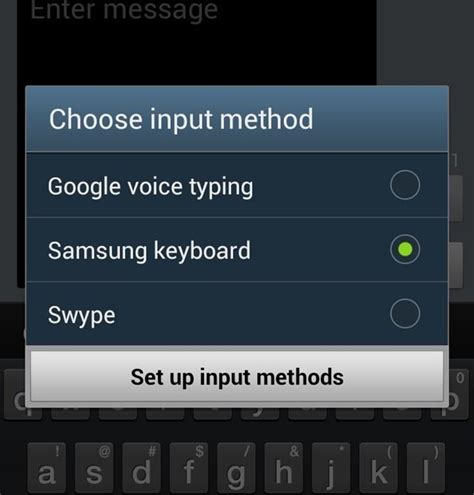 Choose Input Method from the Available Options