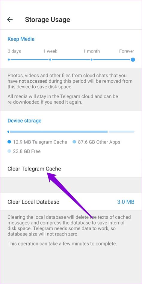 Clear Cache and Data of Telegram App