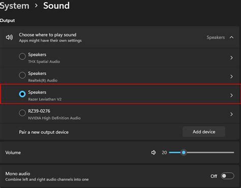 Configuring Audio Output Settings