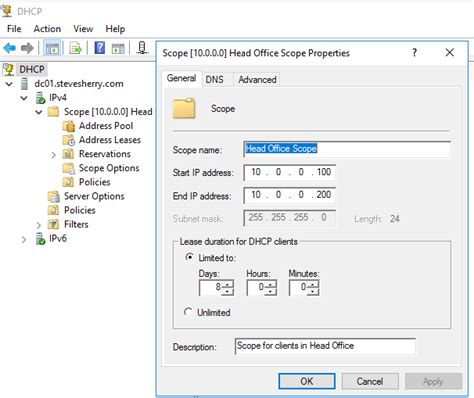 Configuring DHCP Scope and IP Address Reservations