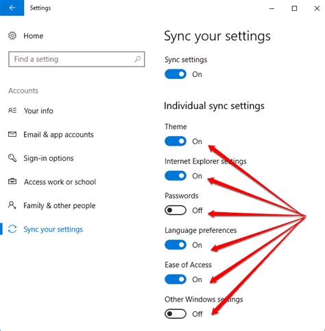 Configuring synchronization options and settings