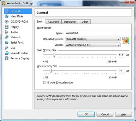 Configuring the Virtual Machine Settings