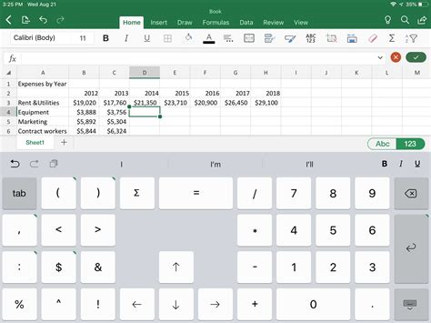 Creating and Formatting Spreadsheets on Excel for iPad