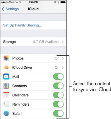 Customizing your iCloud sync settings