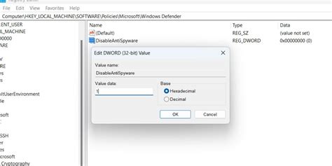 Disable Windows Defender Using the Registry Editor