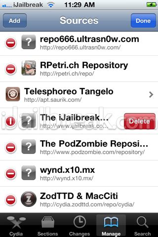 Disabling or Deleting Cydia Repositories