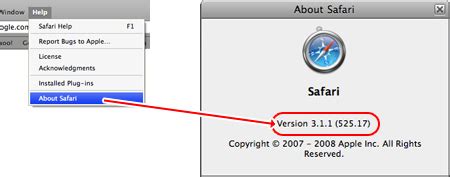 Discovering the Safari Browser's Version via the Browser Itself