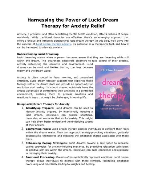 Dream Therapy: Harnessing the Healing Potential of Our Dreams