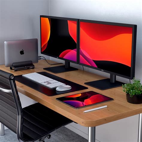 Enhance Your Macbook's Workspace with a Functional and Flexible Dual Monitor Setup