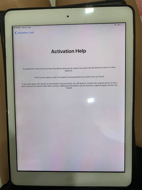 Ensuring the Activation Lock Status of a Pre-Owned iPad