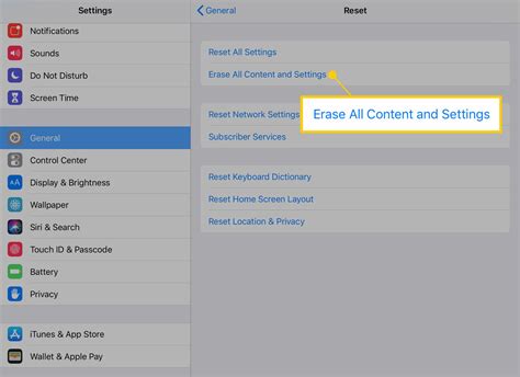 Erase All Content and Settings on the iPad