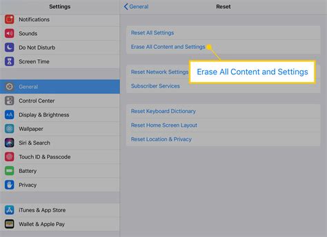 Erase all content and settings on your iPad