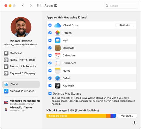 Finding the Apple ID on the iCloud Settings Page