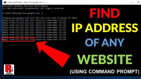 Finding the IP Address using a Command Prompt