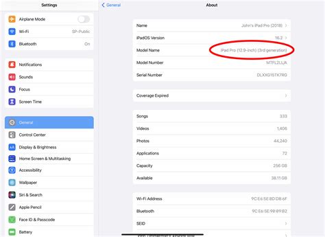 Finding the Unique Identification Number on the iPad Air 2 Itself