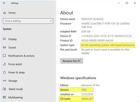 Finding the Version in Your System Settings