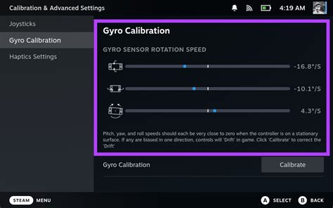 Gyroscope functionality disabled in settings