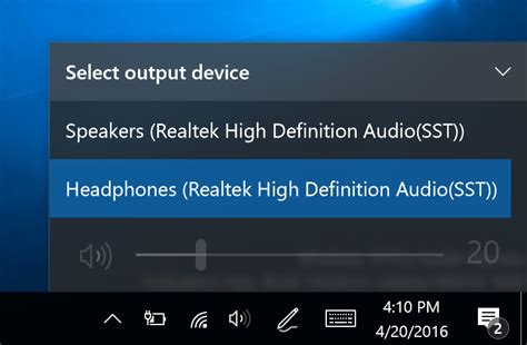 Incorrect audio output selection