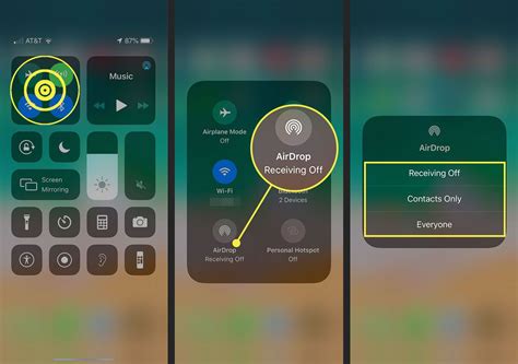 Locating the Airdrop Option in the Control Center