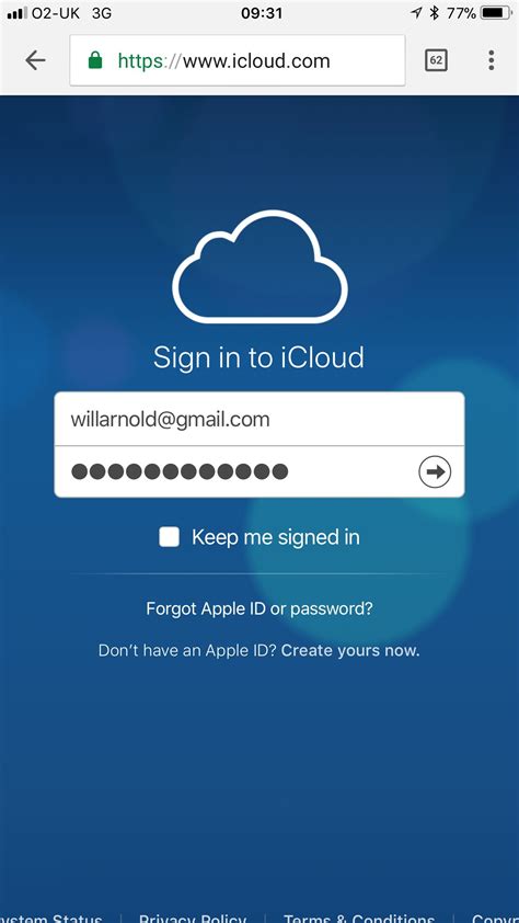 Logging into Your iCloud Account for Locator Activation