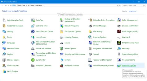 Managing Windows Update Settings through Control Panel