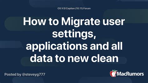 Migrating User Settings and Applications