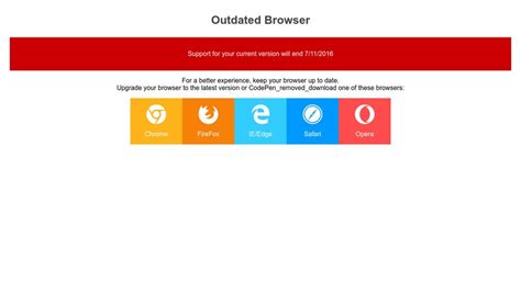 Outdated or incompatible browser version