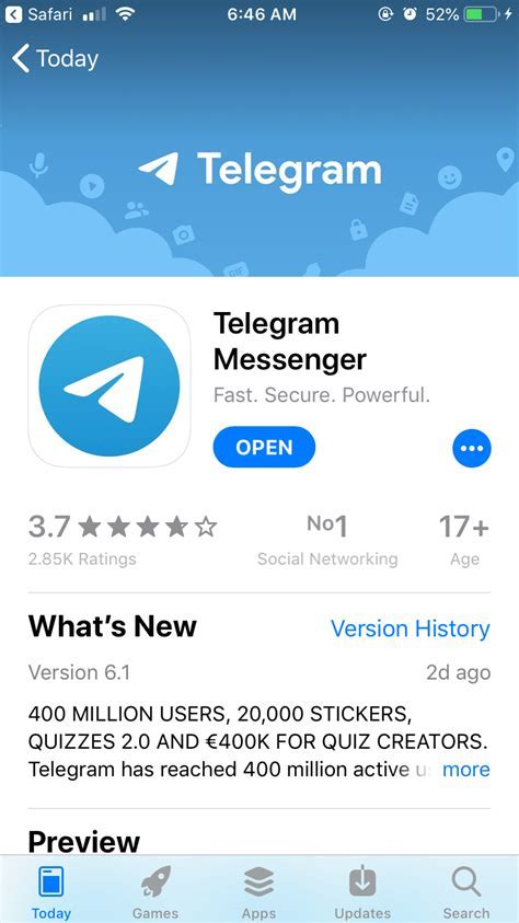 Overview of the Telegram Application for the Apple Timepiece