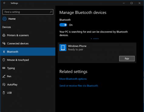 Pairing the Devices via Bluetooth