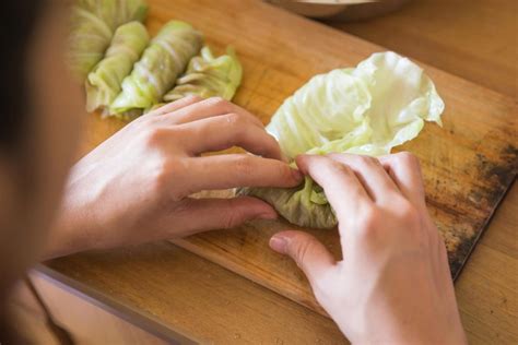 Preparing the Cabbage Leaves for Easy Rolling