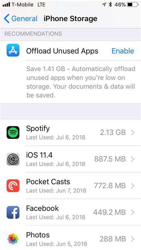 Reclaim Storage by Offloading Unused Apps