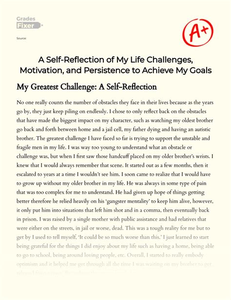 Reflection of Present Life Challenges