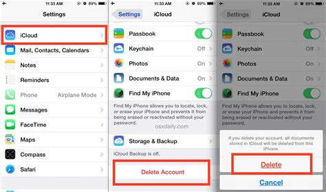 Remove your iCloud account