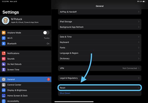 Reset the iPad's Settings