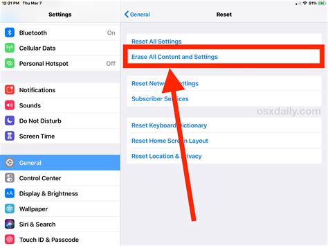 Reset the iPad's settings